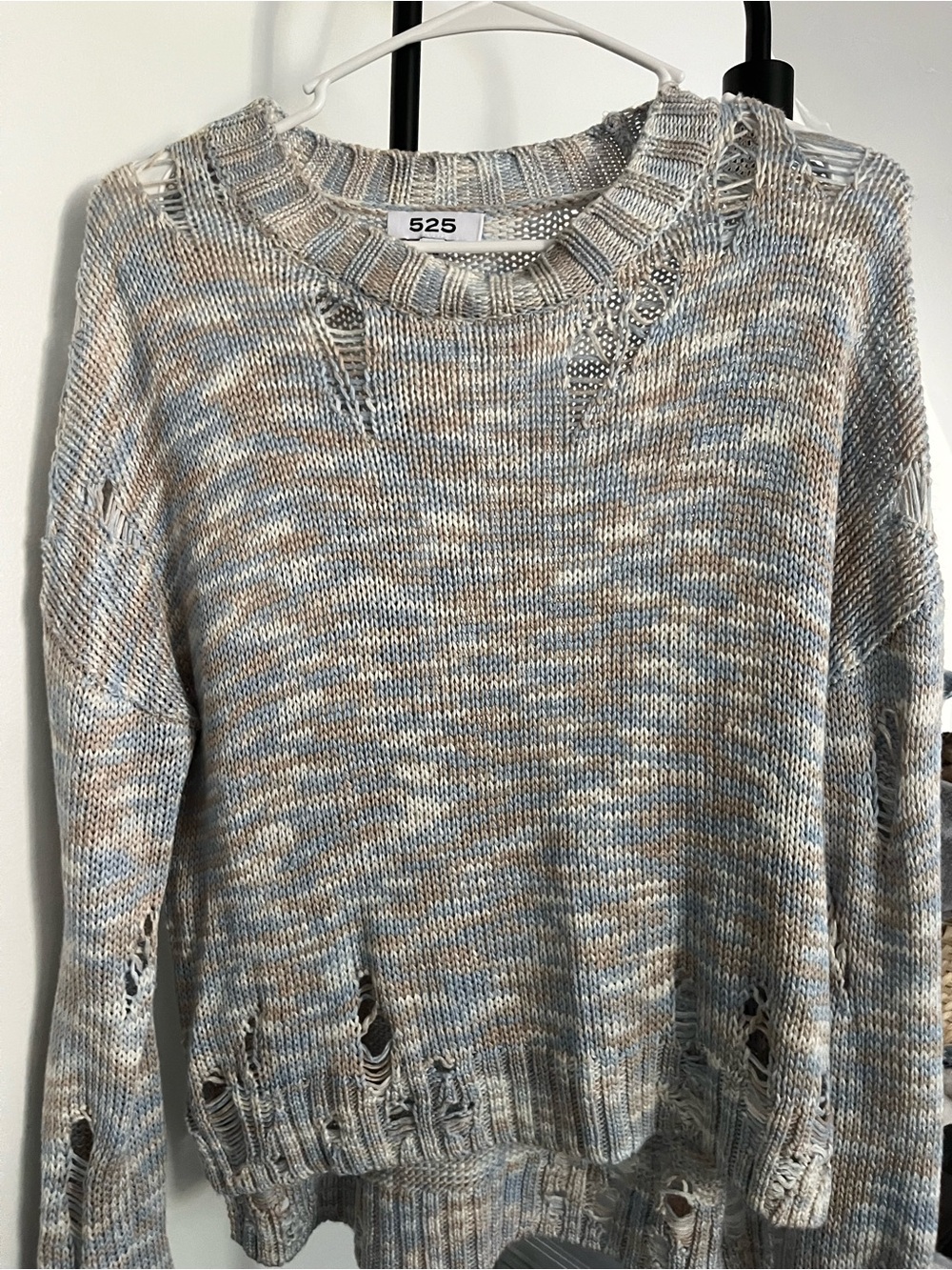 525 America Marled Distressed Crewneck Sweater